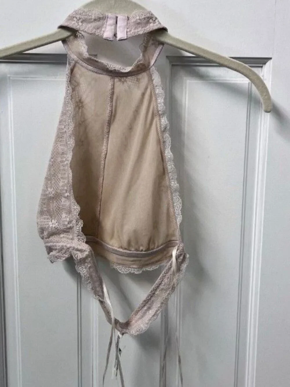 Free People Lace Halter Bralette In Blush Pink
